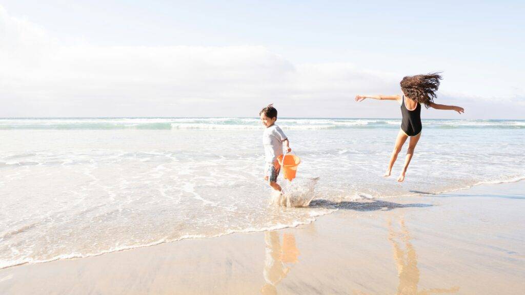 Kids playing at beach