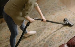 woman vacuuming