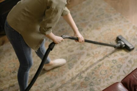 woman vacuuming