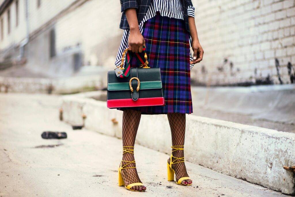 woman wearing colorful outfit