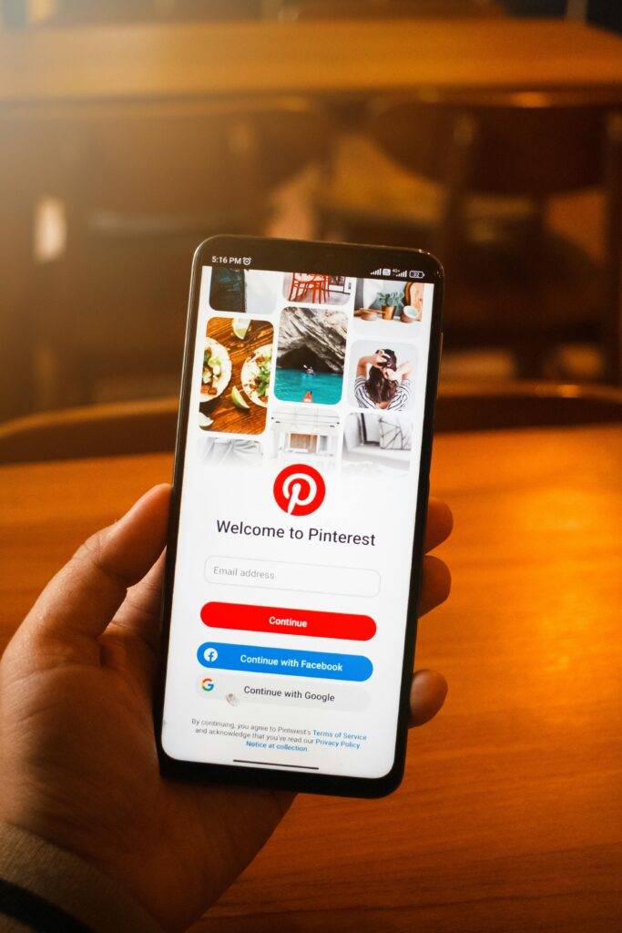 phone showing pinterest